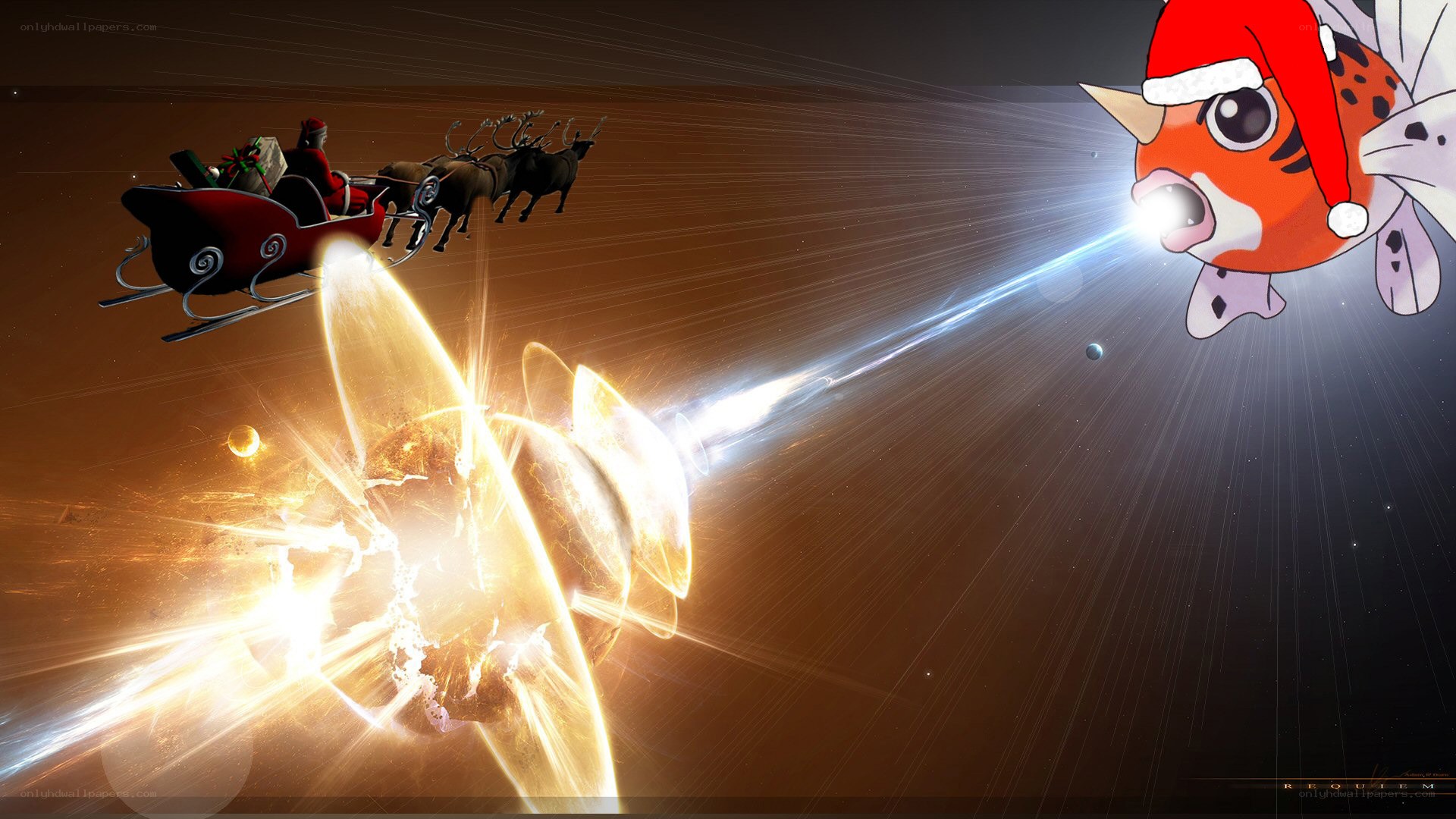 Santa vs. Magikarp in space