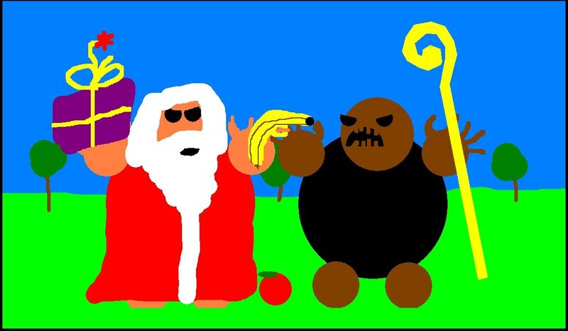 Santa vs. monster cartoon