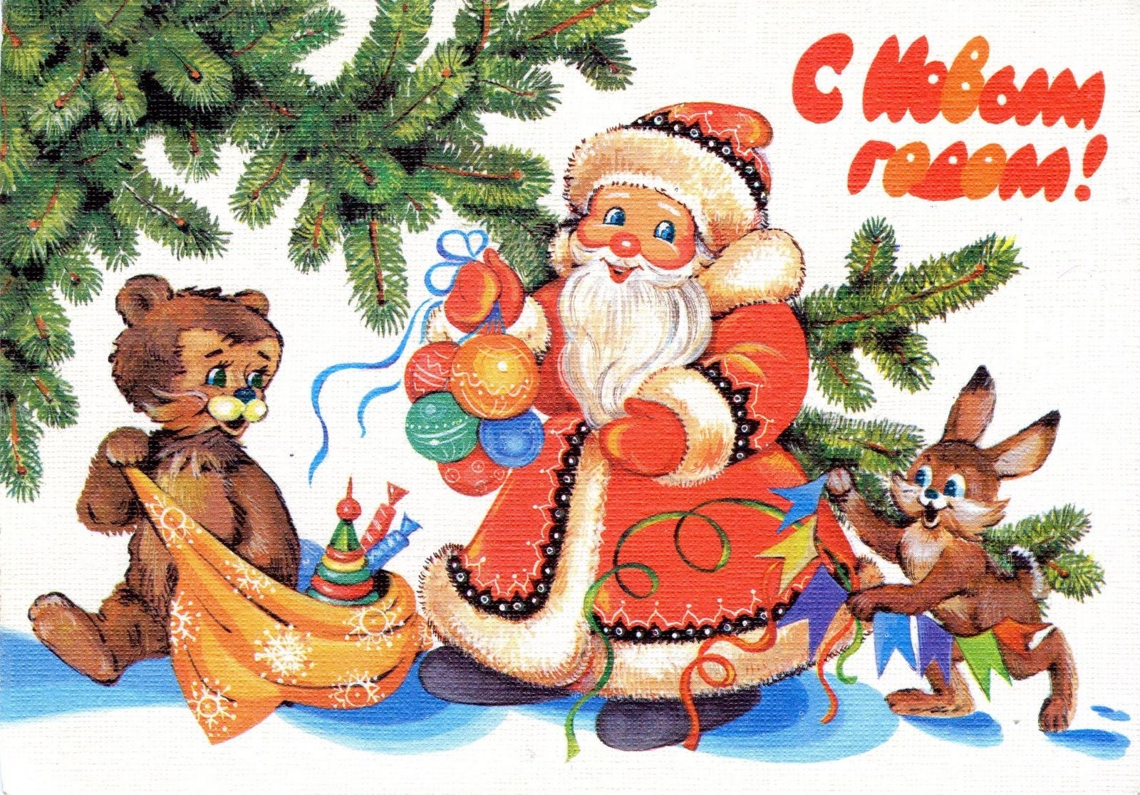 Santa with animals greeting