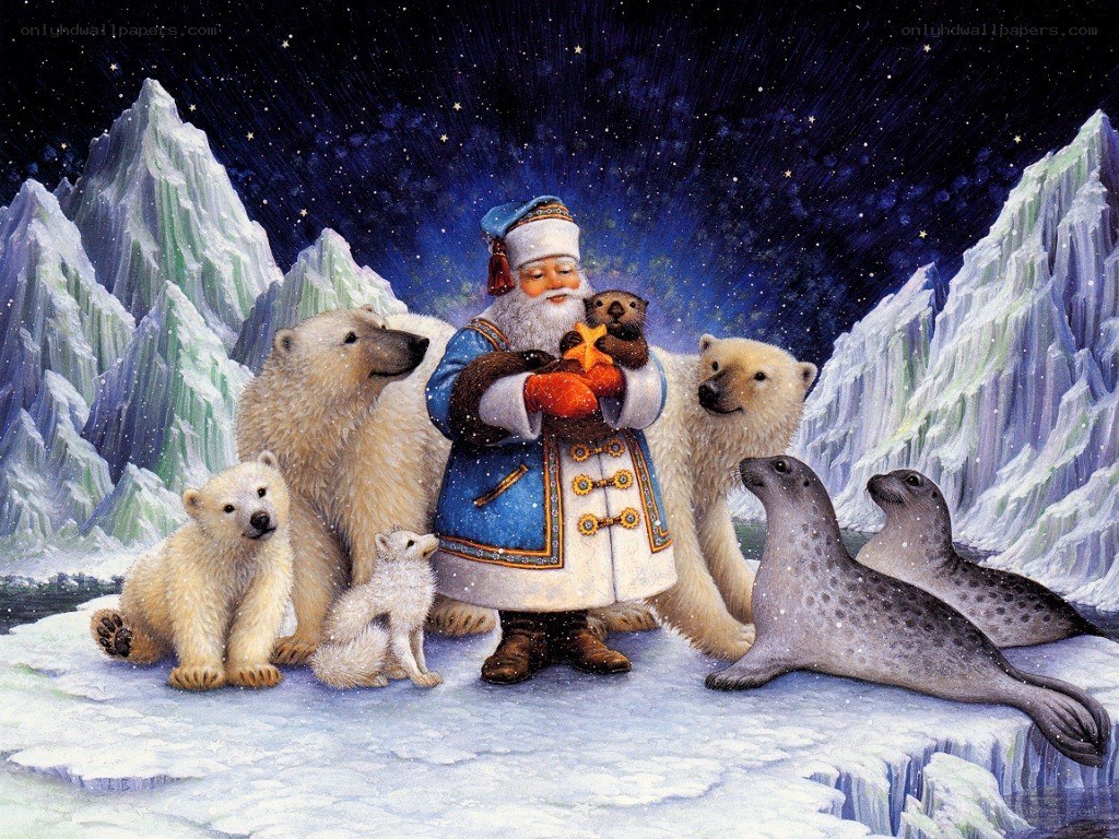 Santa with arctic animals