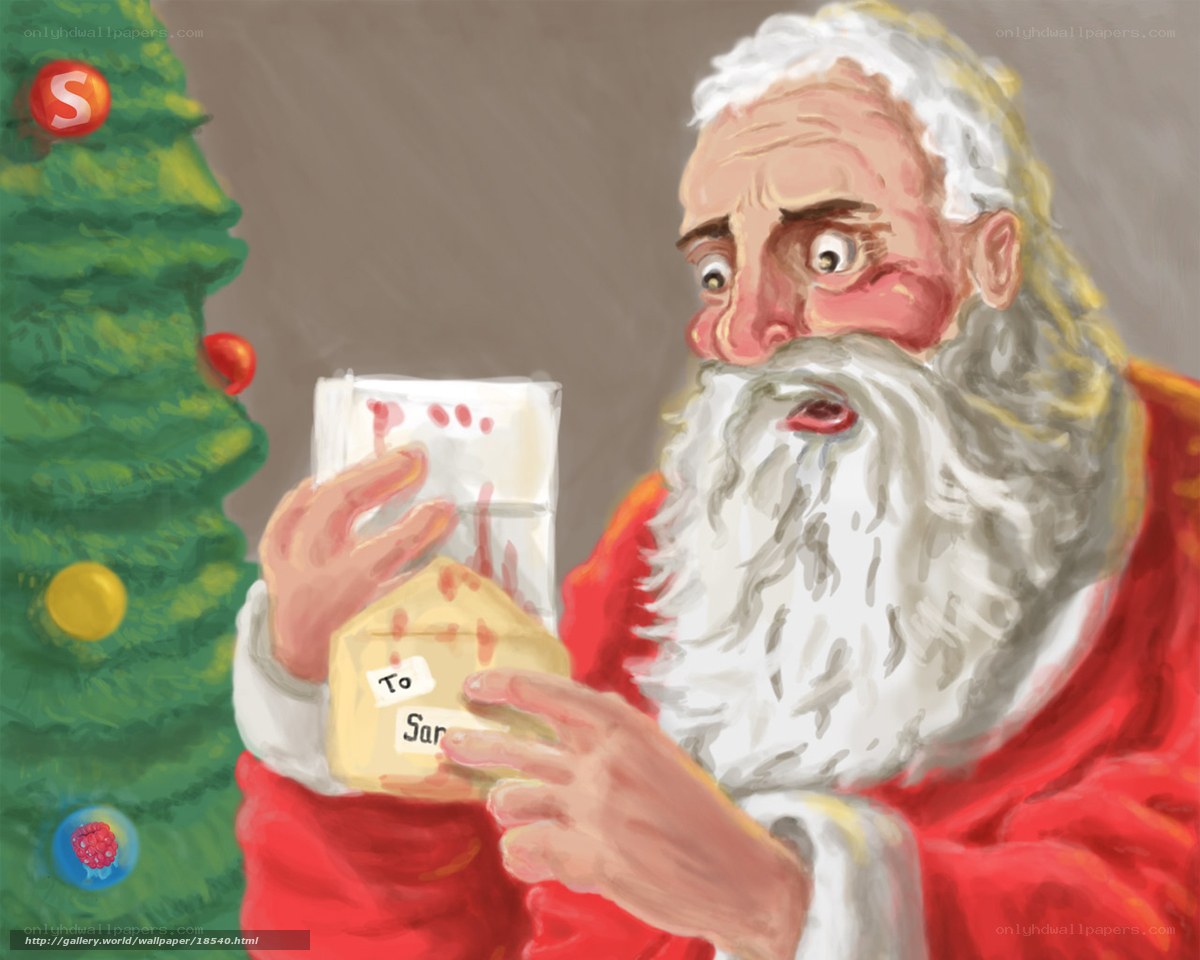 Santa with blood-stained gifts