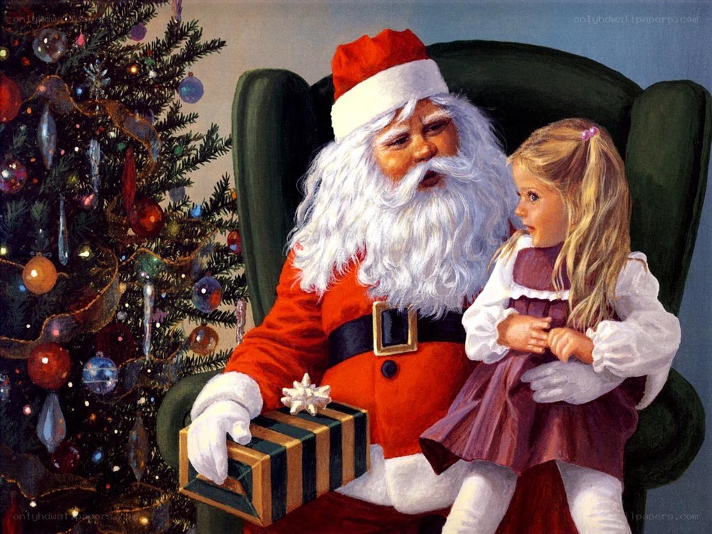 Santa with child and gift