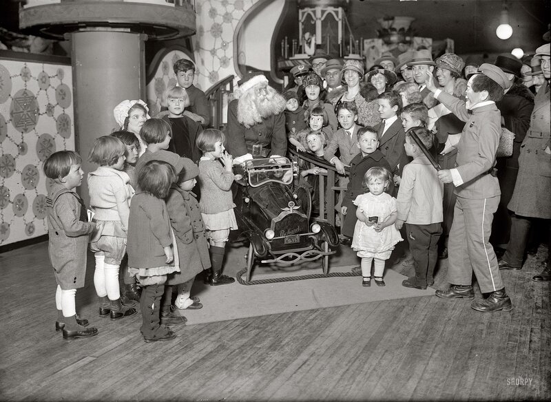 Santa with children and car