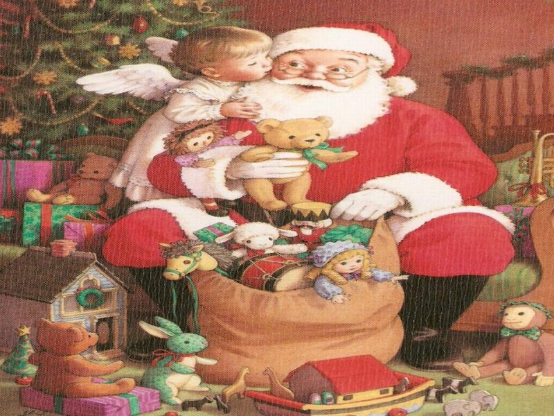 Santa with children and toys
