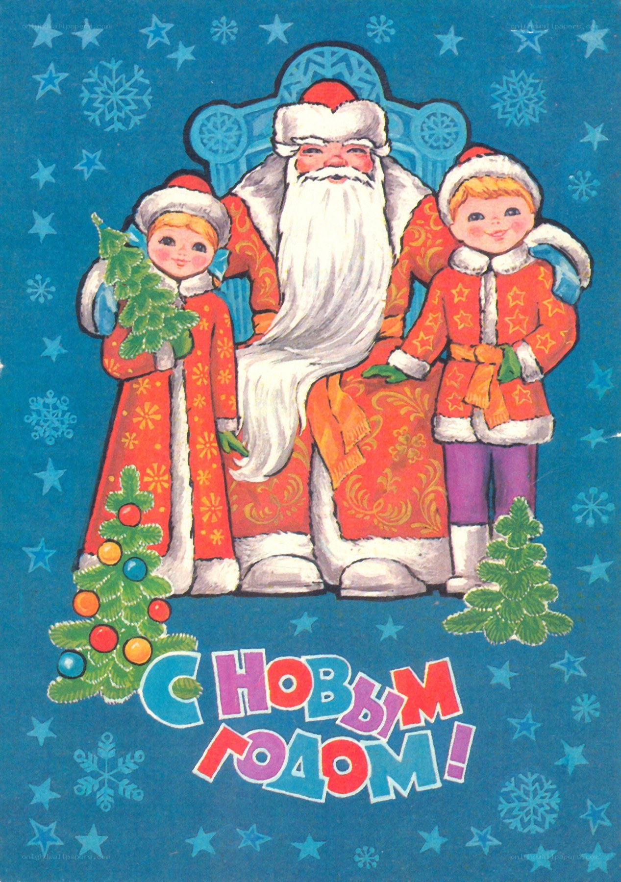 Santa with children card