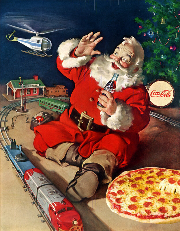 Santa with Coca-Cola and toys