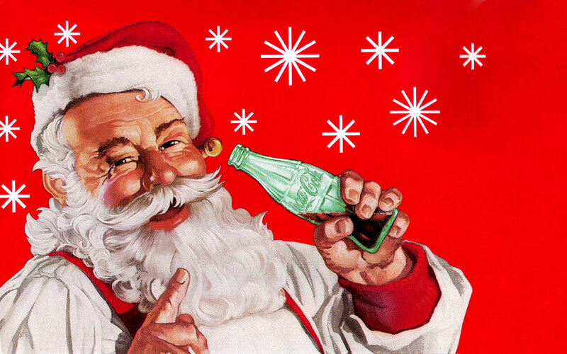 Santa with Coca-Cola bottle