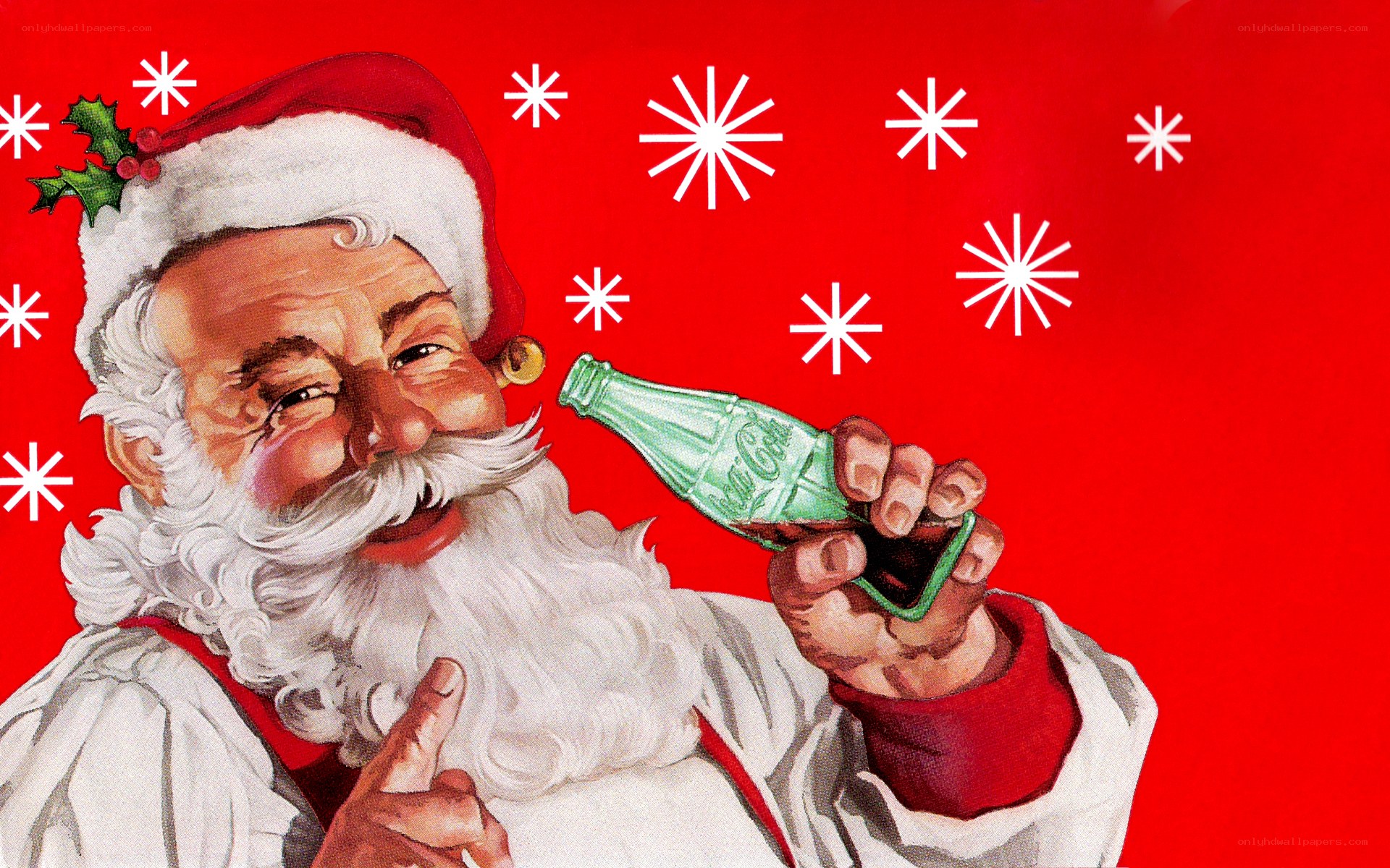 Santa with Coca-Cola bottle