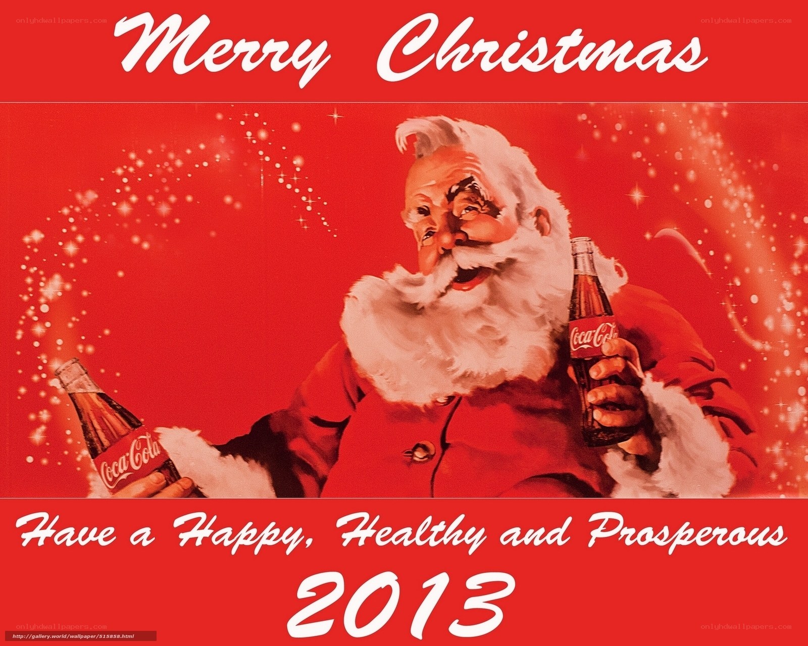 Santa with Coca-Cola bottles