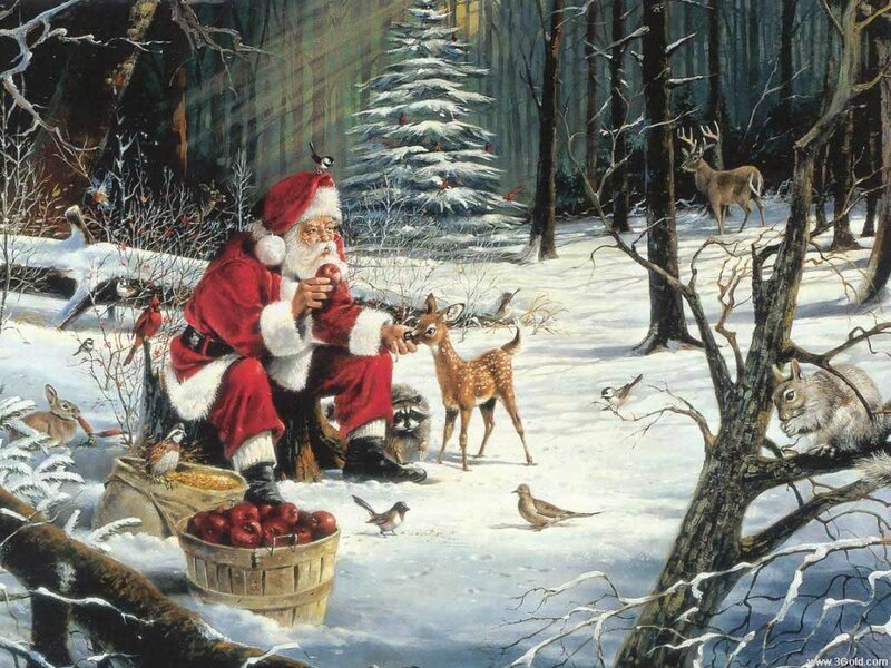 Santa with forest animals