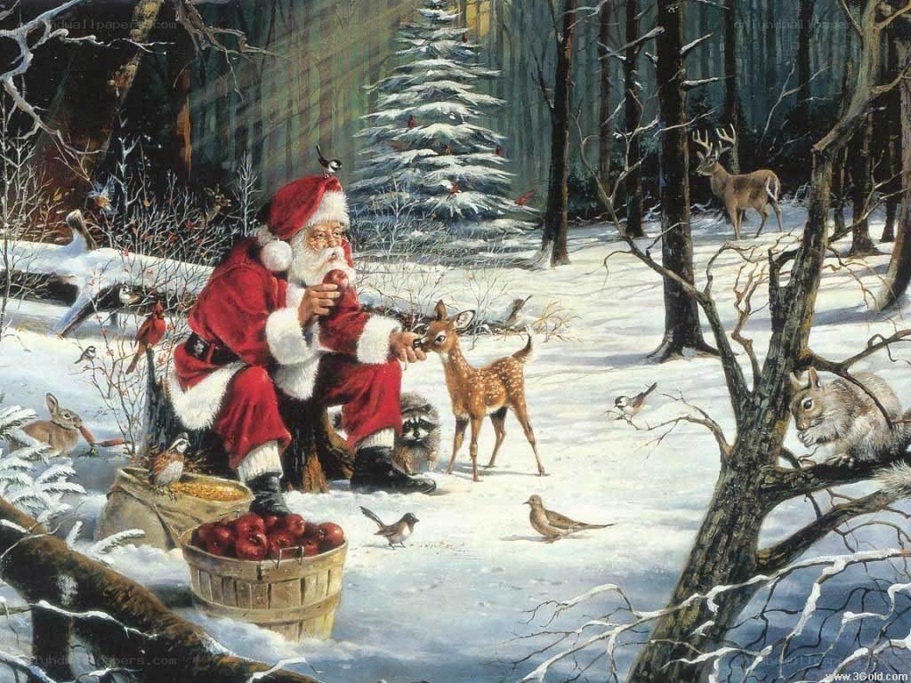 Santa with forest animals