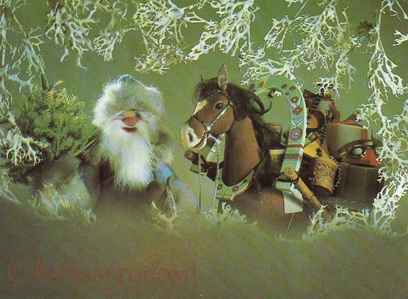 Santa with horse in forest