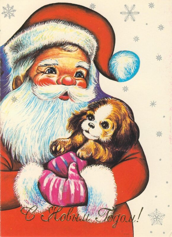 Santa with puppy card
