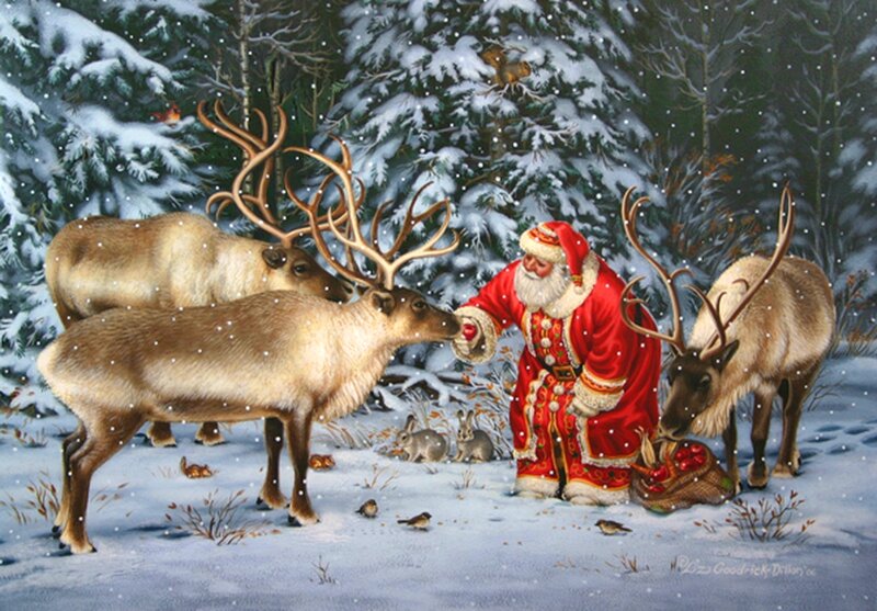 Santa with Reindeer