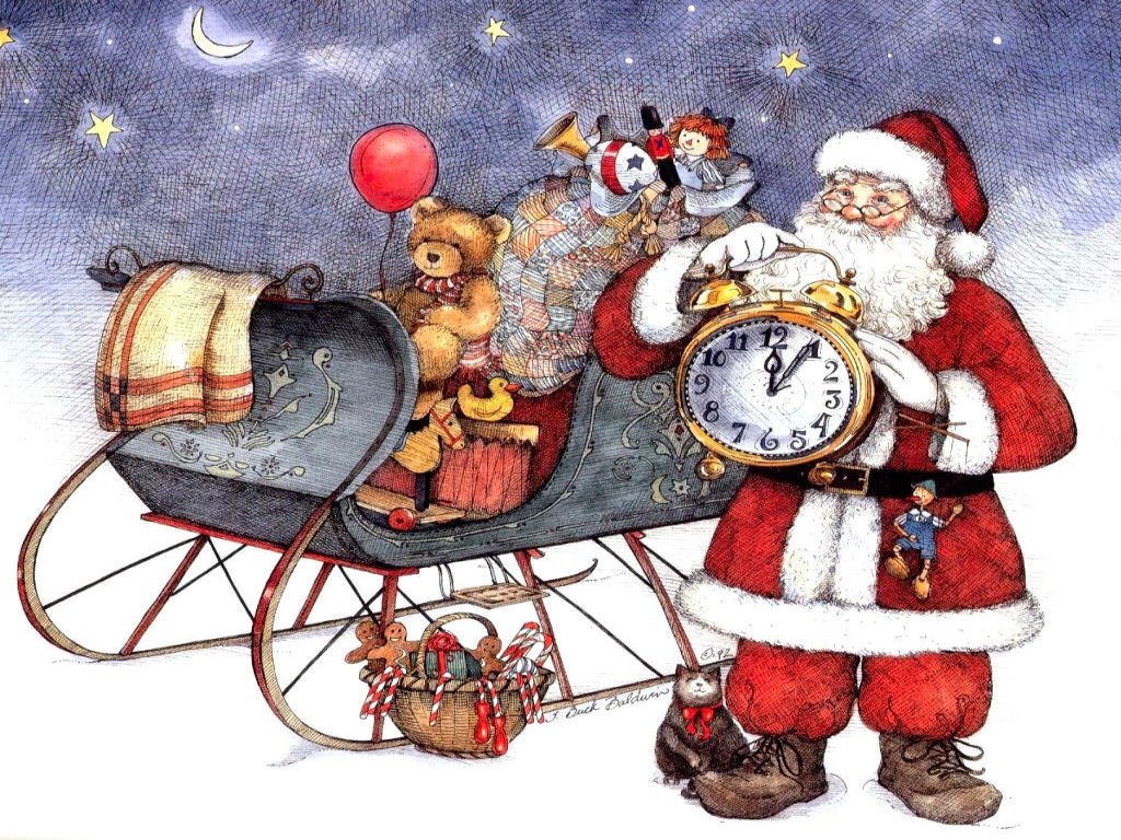 Santa with sleigh and gifts