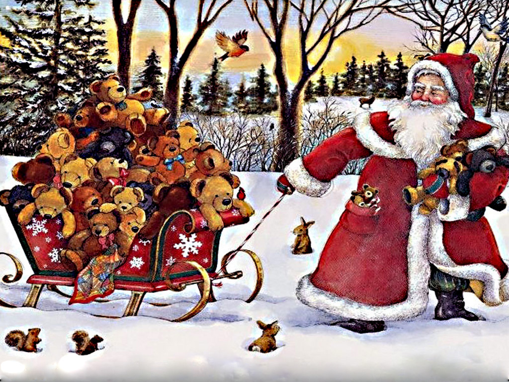 Santa with teddy bears