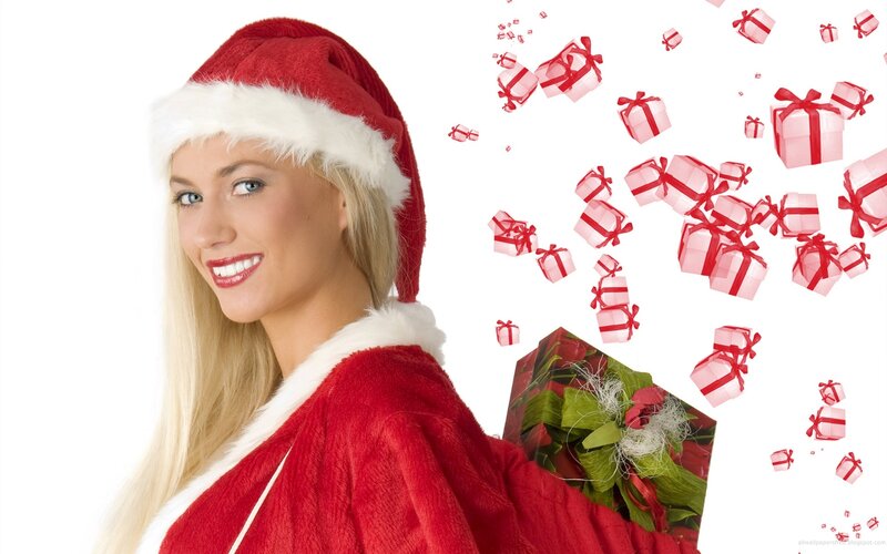 Santa woman with gifts