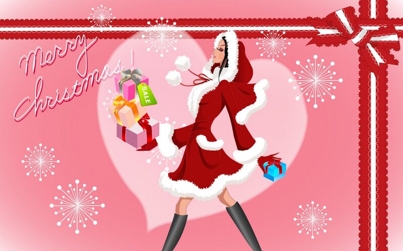 Santa woman with gifts
