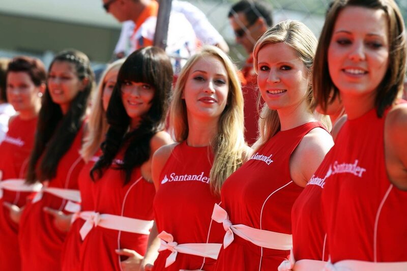 Santander grid girls at a race