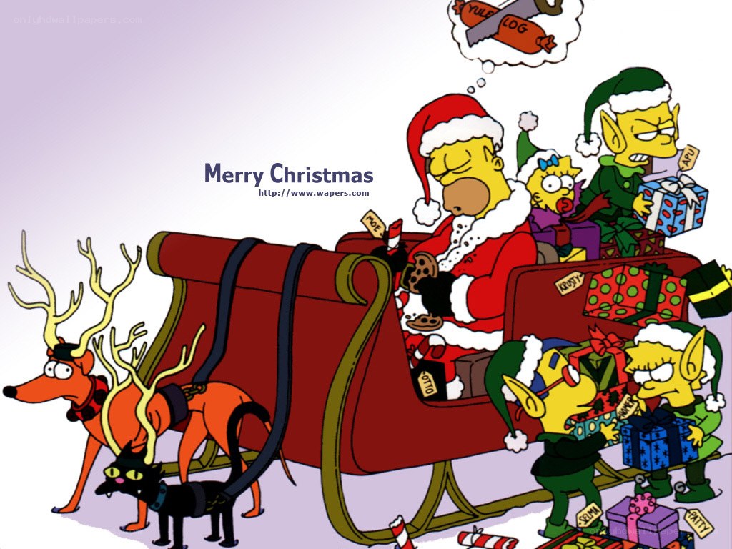 Santas sleigh with elves