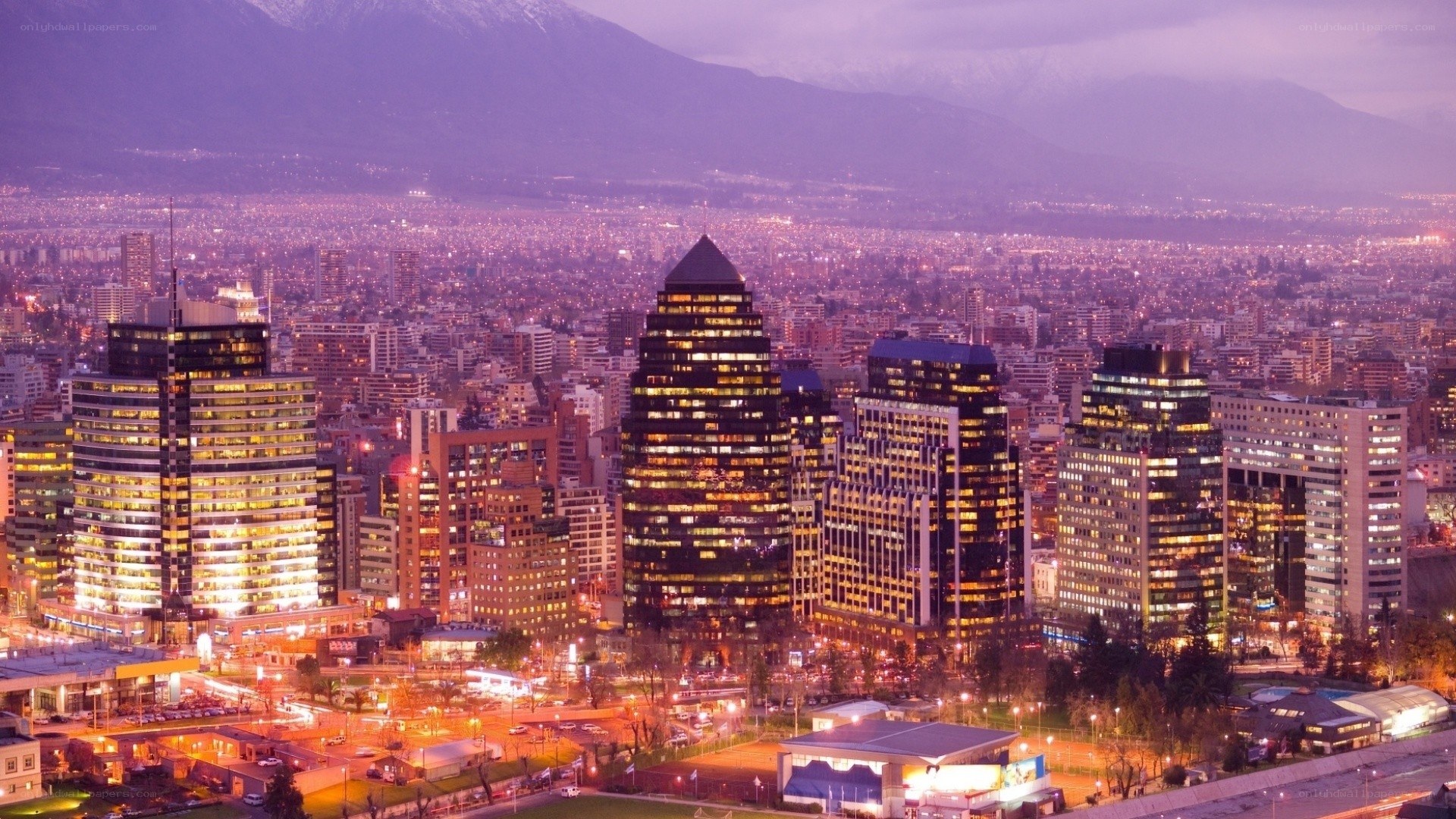 Santiago cityscape at dusk