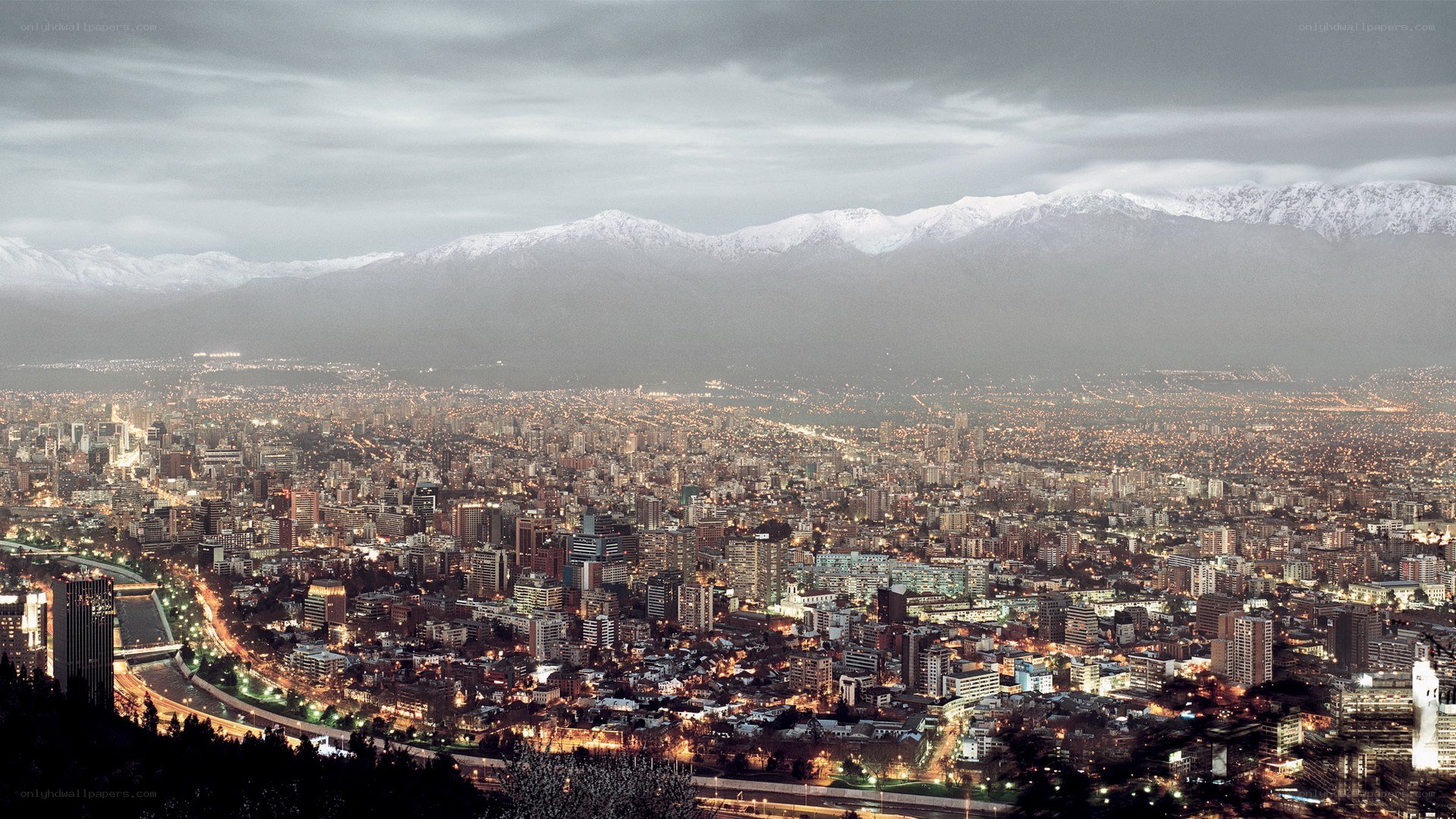 Santiago cityscape with Andes mountains