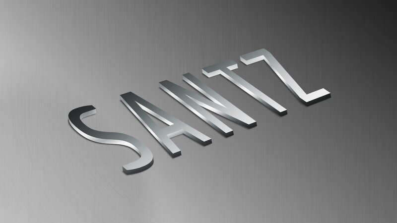 Santl logo on metal background