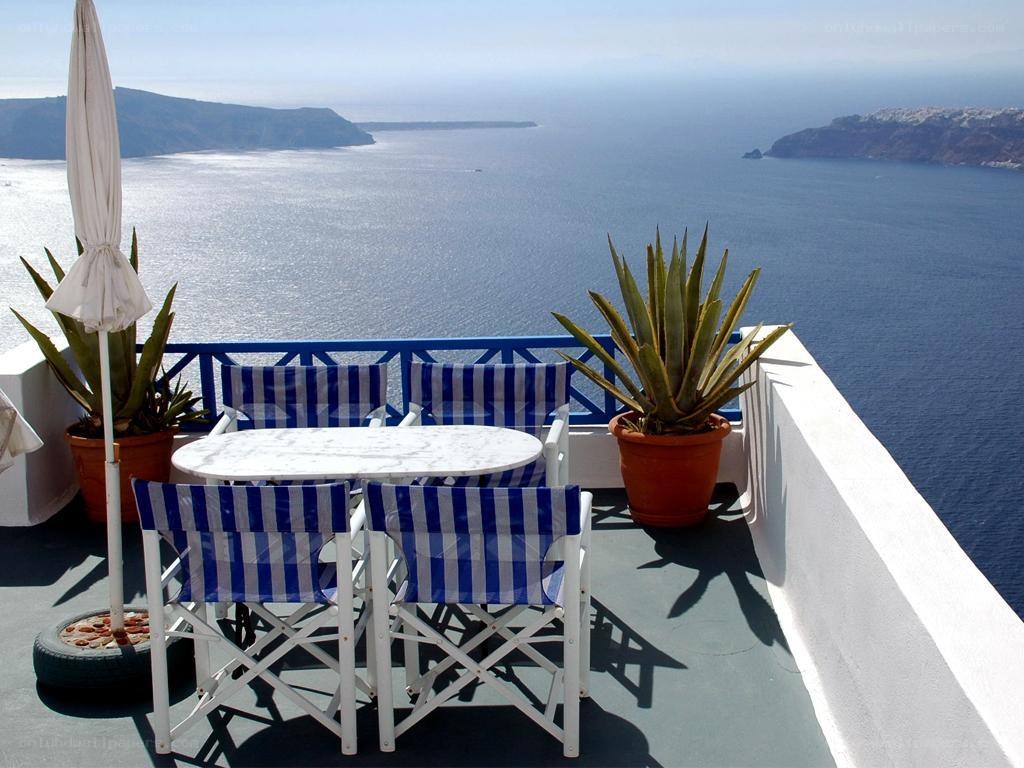Santorini balcony with sea view