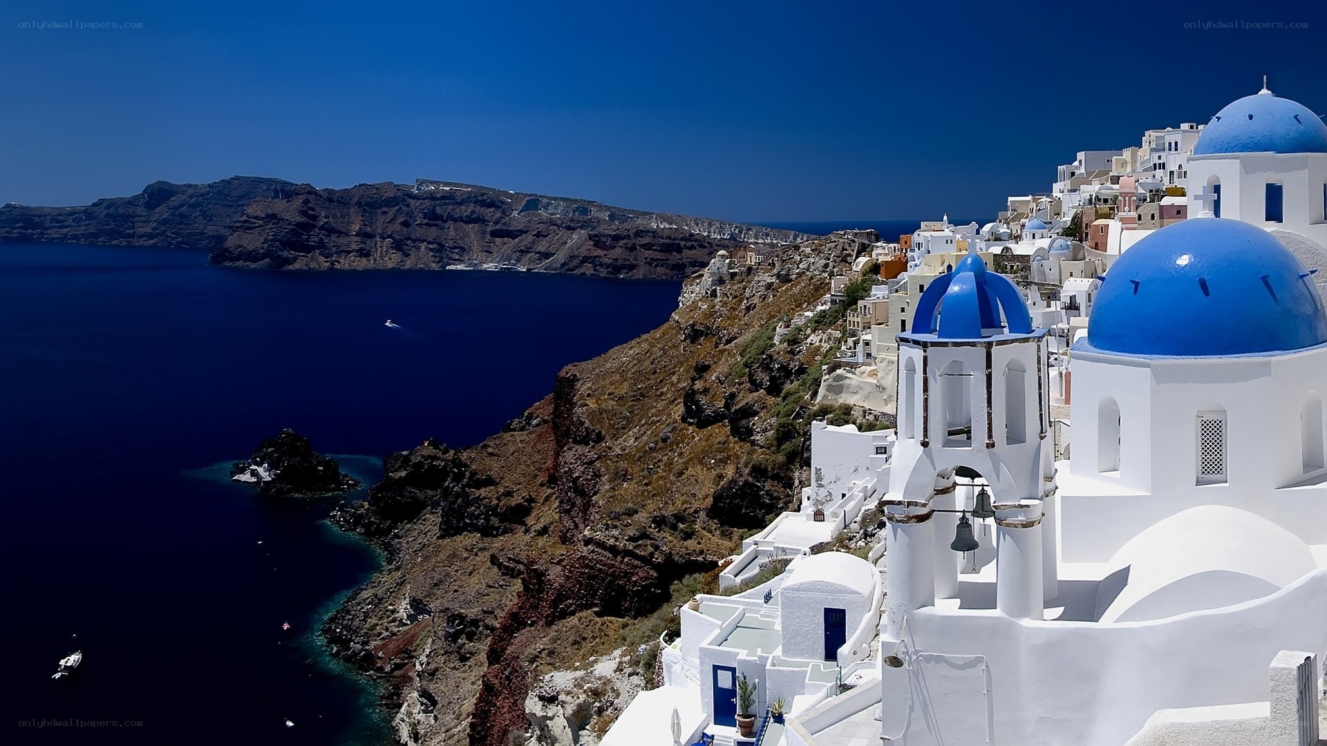 Santorini blue domes and caldera