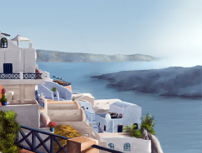 Santorini coastal village