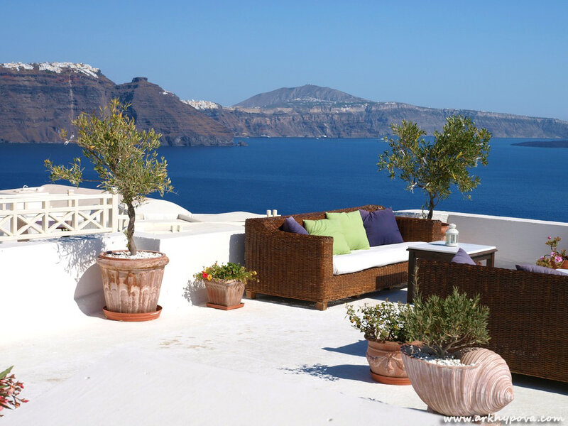 Santorini terrace with sea view