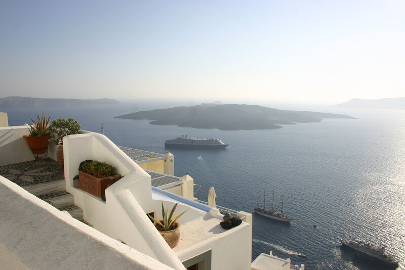 Santorini view with cruise ship