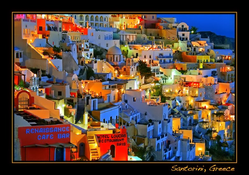 Santorini Village at Night
