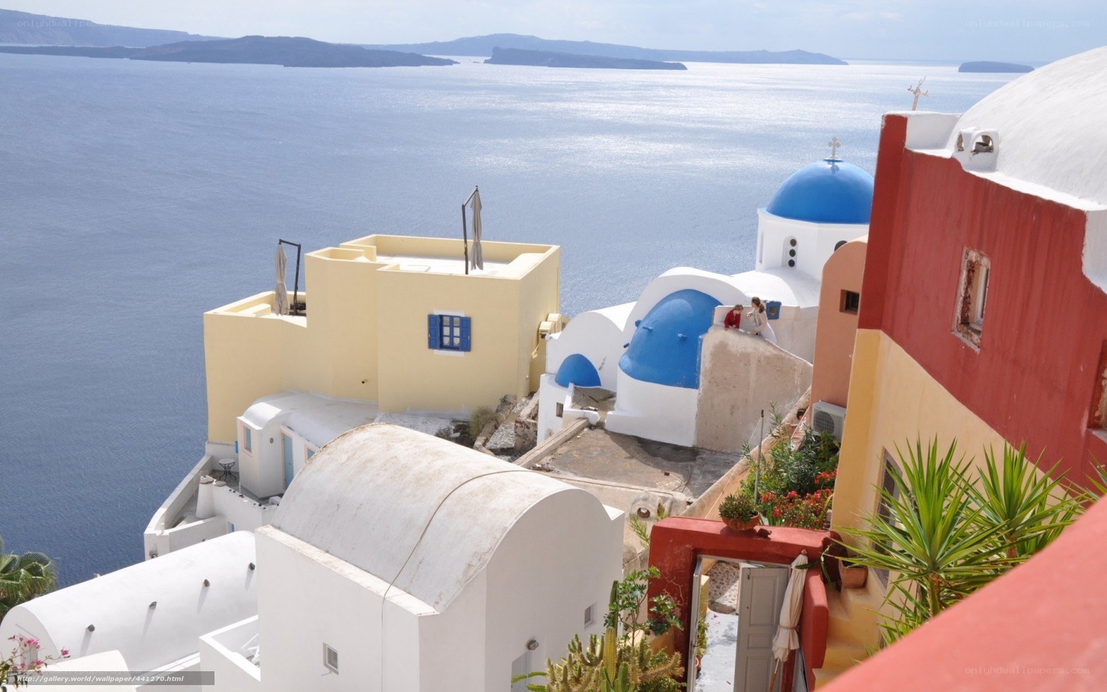 Santorini village overlooking the sea
