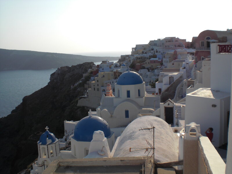 Santorini village with blue domes