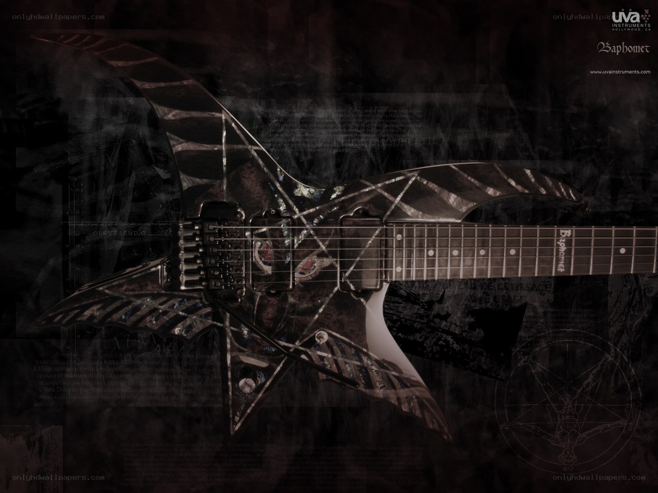 Sapdomet guitar with occult imagery