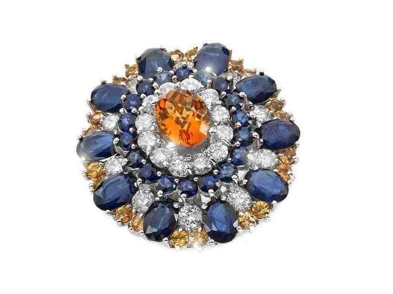 sapphire and citrine brooch