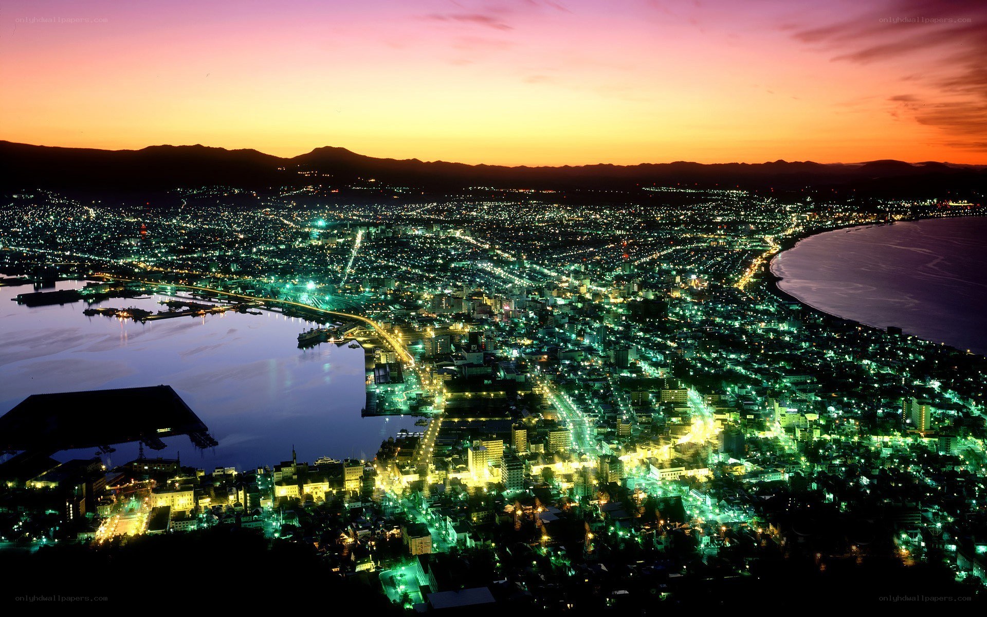Sapporo city at dusk