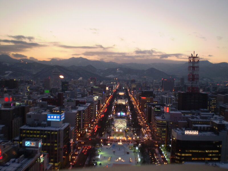 Sapporo cityscape at dusk