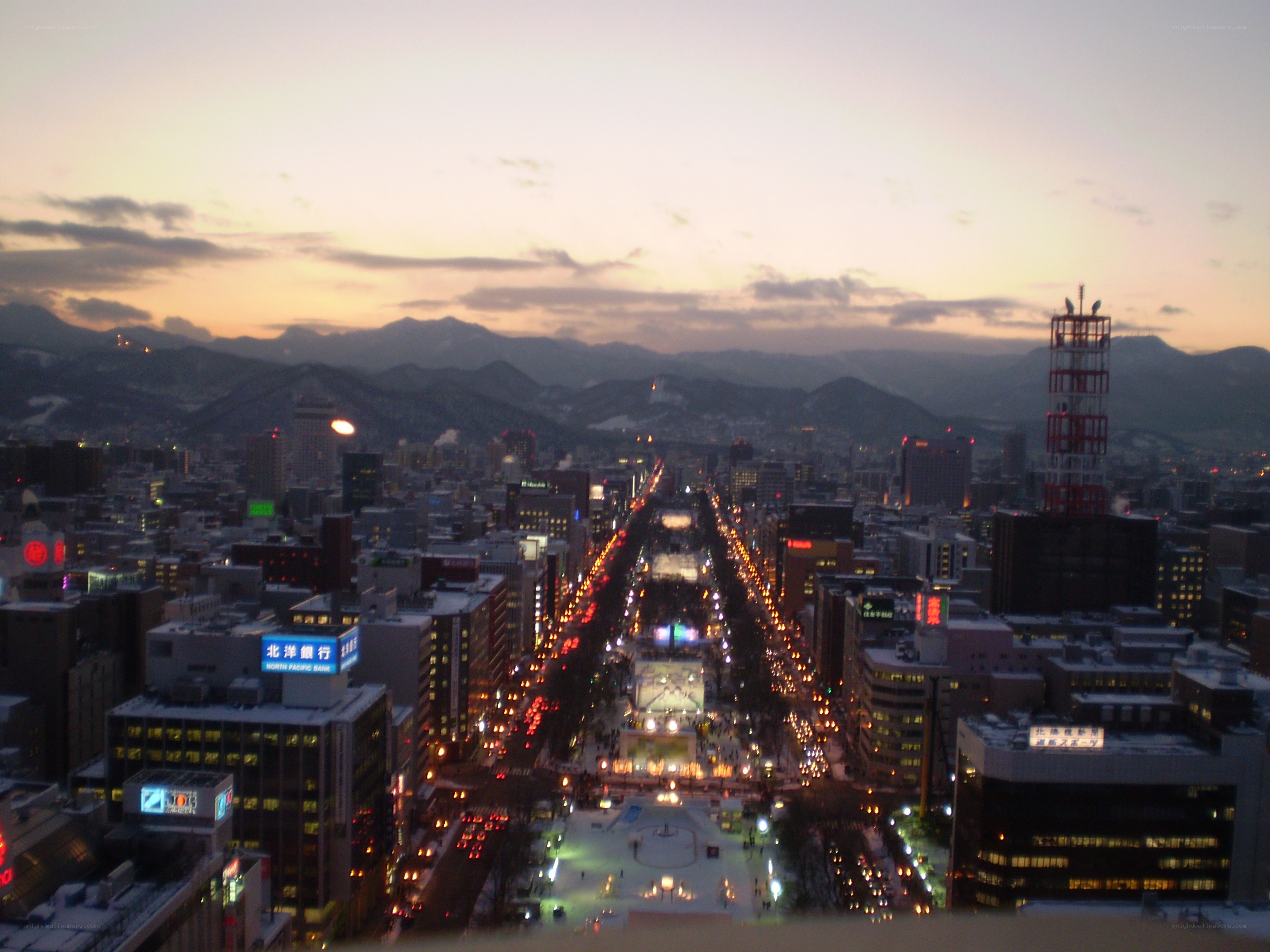 Sapporo cityscape at dusk