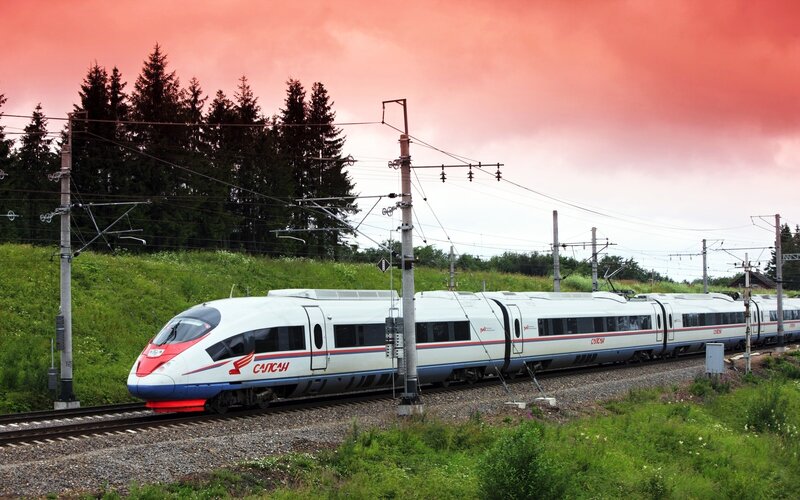 Sapsan high-speed train in motion