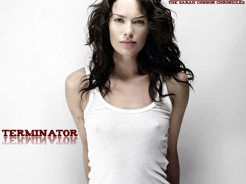 Sarah Connor in white tank top