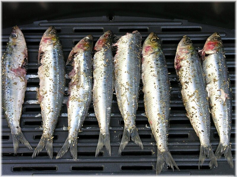 sardines on a grill