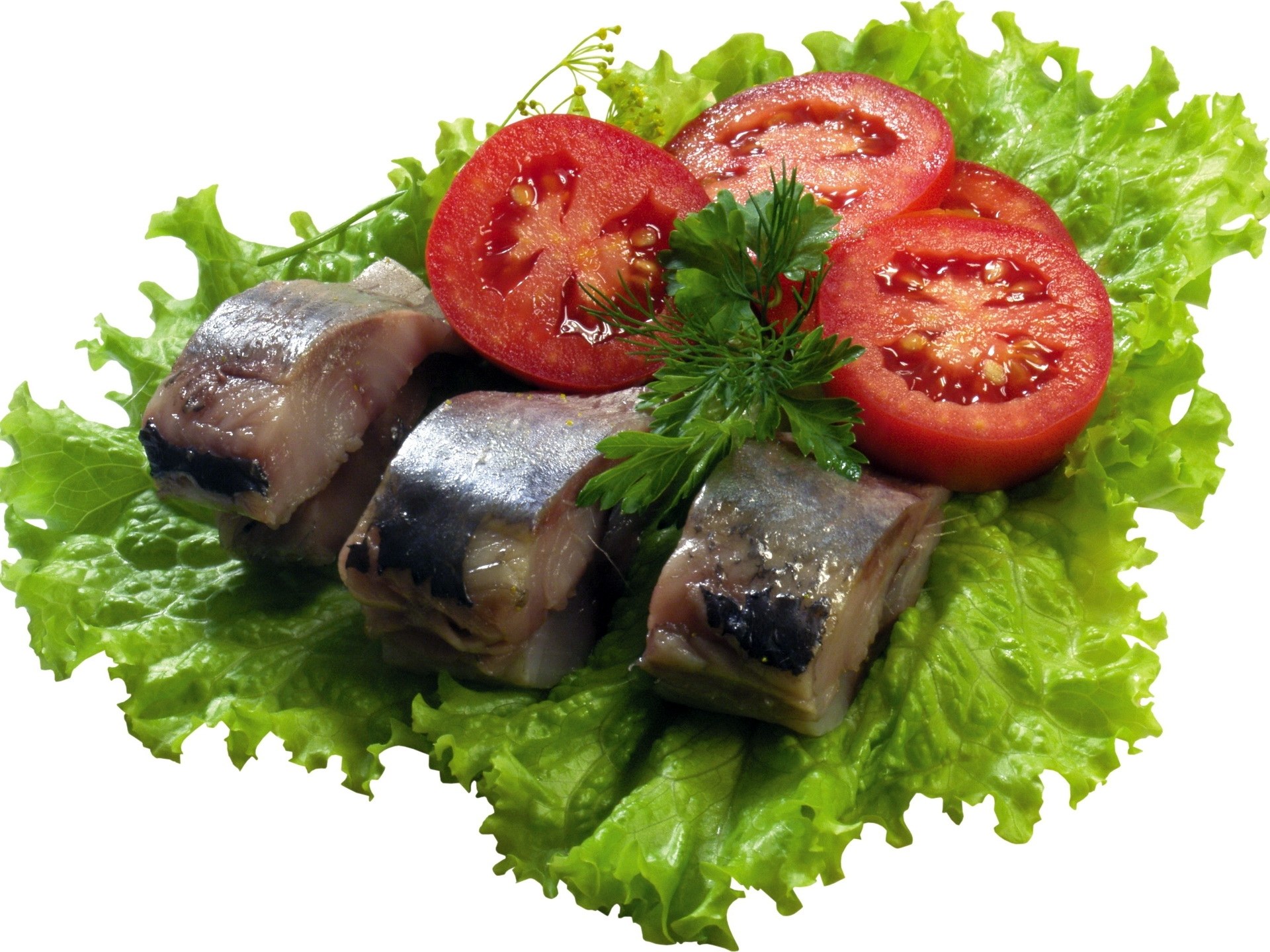 sardines with tomatoes and lettuce
