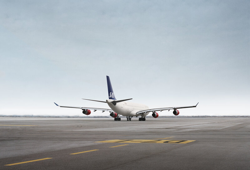 SAS airplane on runway