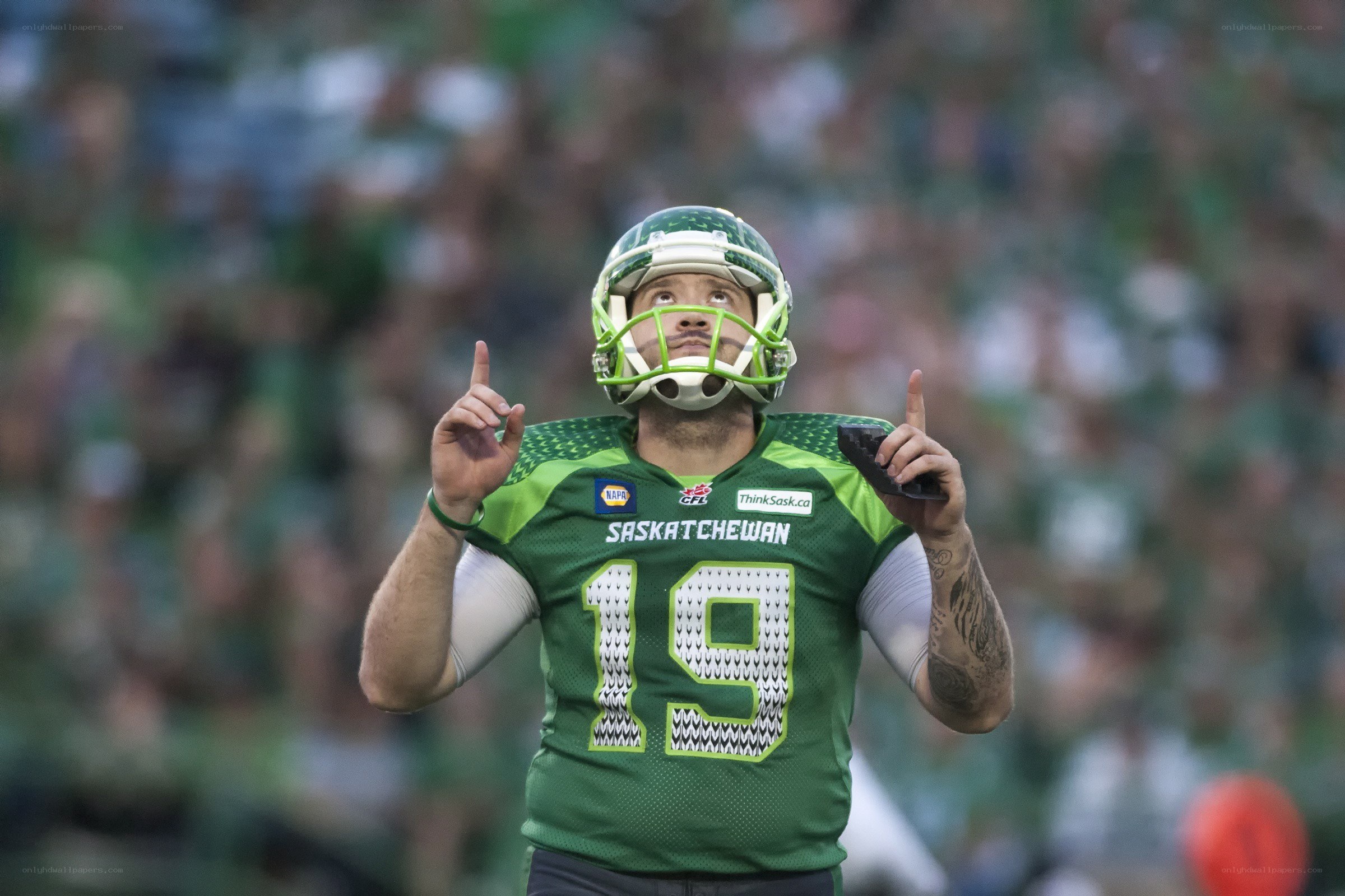 Saskatchewan football player celebrating