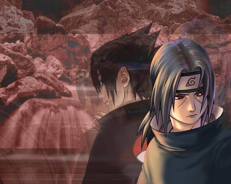 Sasuke and Itachi in a rocky landscape