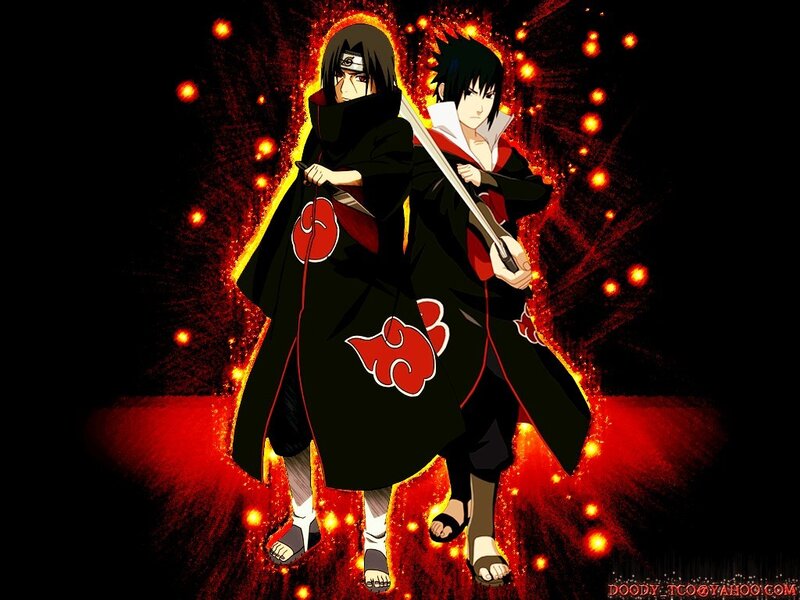 Sasuke and Itachi in Akatsuki cloaks