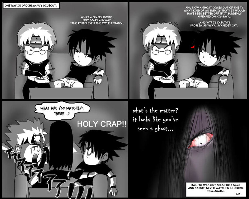 Sasuke and Kabuto watch a horror movie