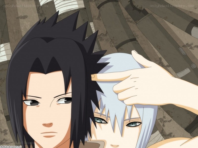 Sasuke and Kakashi in a scene